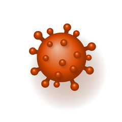 Coronavirus 2019-nCoV. Corona virus 3D icon. Red sign isolated on white background. China pathogen respiratory infection. Design bacteria-cell. Influenza pandemic. Corona-virus. Vector illustration