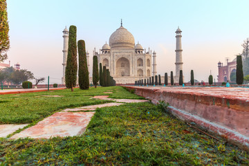 Taj Mahal view from the pool, India, Agra