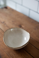 Vintage Rustic Plate on wooden Background. Minimalist Style. Template for Poster Banner Cooking Baking Workshop Course. Easter Christmas Concept