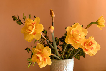 Yellow daffodils in a vase.