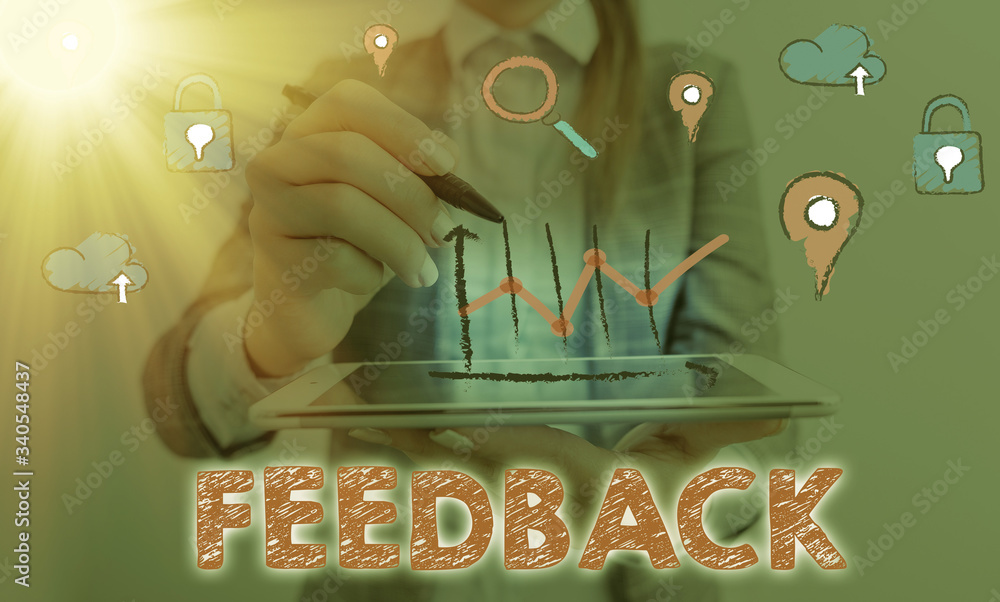 Poster conceptual hand writing showing feedback. concept meaning information about reactions to product dem