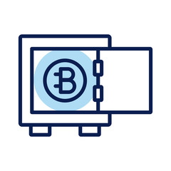 bitecoin in safe box crypto currency line style icon