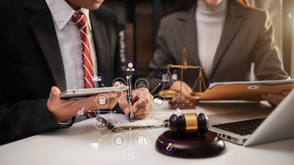 Lawyer or judge consult having team meeting at law office. Law and Legal services concept.
