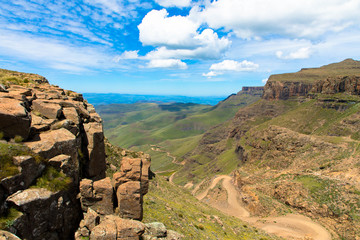 Hairpin turns in the Sani Pass in South Africa