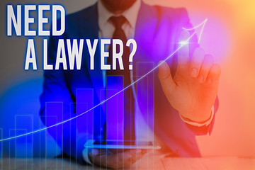Word writing text Need A Lawyer Question. Business photo showcasing asking someone who need a legal...