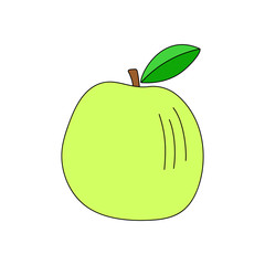 Juicy green apple. Fresh fruit. Vector illustration.