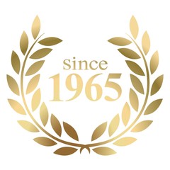 Year 1965 gold laurel wreath vector isolated on a white background 