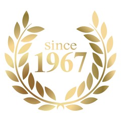 Year 1967 gold laurel wreath vector isolated on a white background 