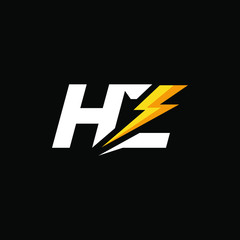Initial Letter HZ with Lightning