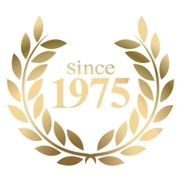 Year 1975 gold laurel wreath vector isolated on a white background 