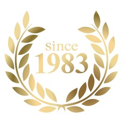 Year 1983 gold laurel wreath vector isolated on a white background 