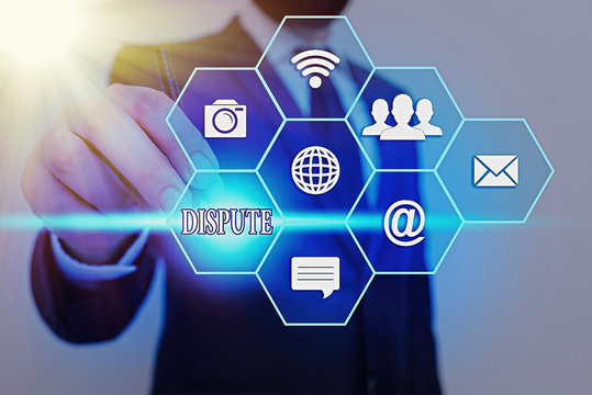 Writing Note Showing Dispute. Business Concept For The Serious Argument Or Disagreement Between Showing Or Groups