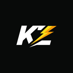 Initial Letter KZ with Lightning