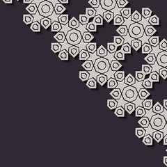 Arabic arabesque design greeting card for Ramadan Kareem, Islamic ornamental black and white detail of mosaic