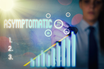Word writing text Asymptomatic. Business photo showcasing a condition or an individual producing or...