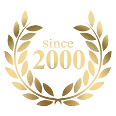 Year 2000 gold laurel wreath vector isolated on a white background 