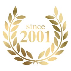Year 2001 gold laurel wreath vector isolated on a white background  - obrazy, fototapety, plakaty
