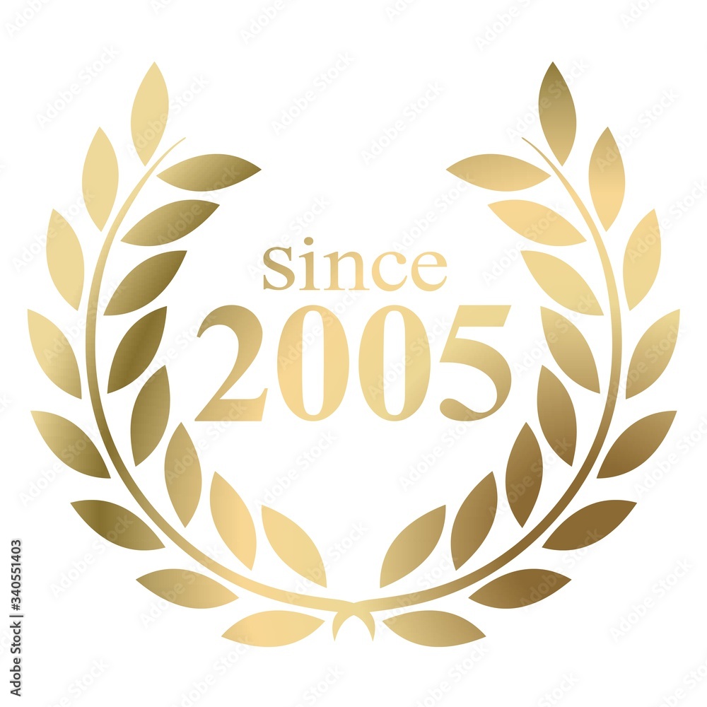 Sticker year 2005 gold laurel wreath vector isolated on a white background - Stickers