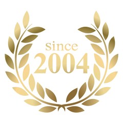 Year 2004 gold laurel wreath vector isolated on a white background 