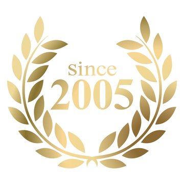 Year 2005 gold laurel wreath vector isolated on a white background 