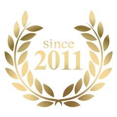 Fototapeta na wymiar Year 2011 gold laurel wreath vector isolated on a white background 
