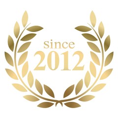 Year 2012 gold laurel wreath vector isolated on a white background 