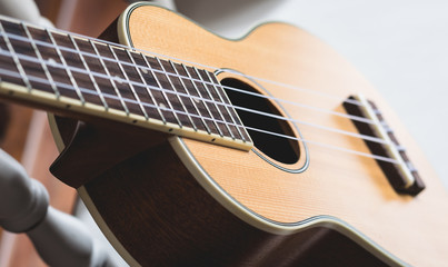 Fototapeta premium Top view of a ukulele 