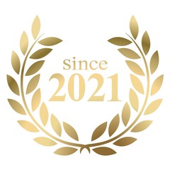 Year 2021 gold laurel wreath vector isolated on a white background 