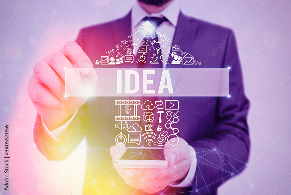 Aufkleber text sign showing idea. business photo showcasing a thought or suggestion as to a possible course of