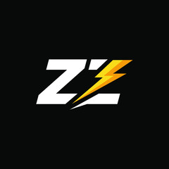 Initial Letter ZZ with Lightning