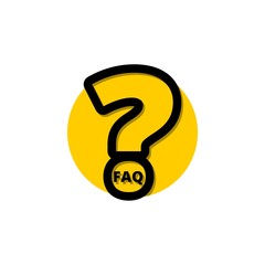 FAQ button icon isolated on white background