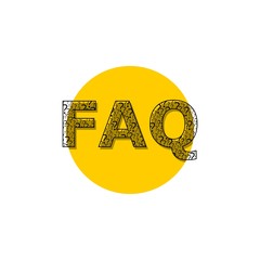 FAQ button icon isolated on white background