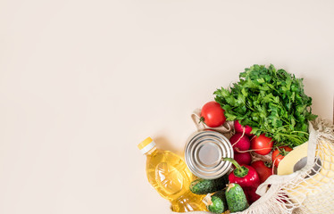 Fresh produce in a light background. Fresh vegetables, stew, butter.