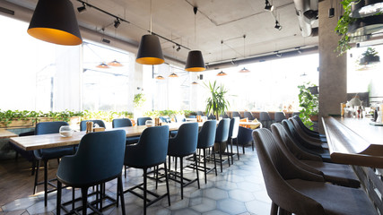Public place interior design, quarantine time, nobody indoors