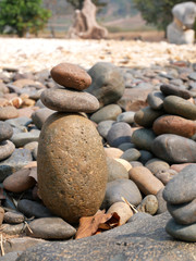 stack stones on the beach nature background