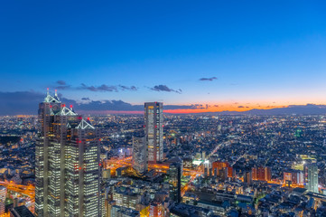 Obraz premium 東京都新宿区西新宿の東京都庁から見た東京の夜景