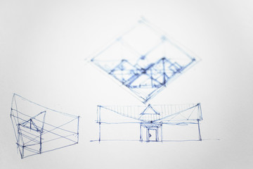 Architektur Skizze in Tusche