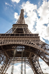 Naklejka na ściany i meble Bottom view of Eiffel tower in Paris.