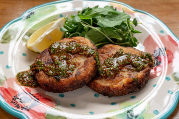 Fish cake dinner. 