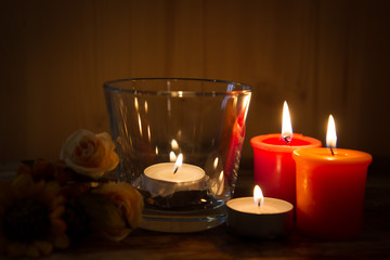 candles and rose petals