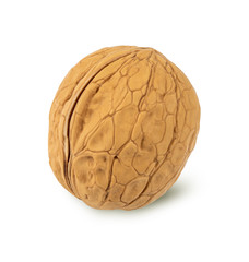 Delicious whole walnuts, isolated on white background