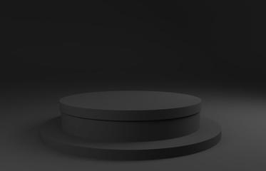 Dark grey podium on an anthracite background
