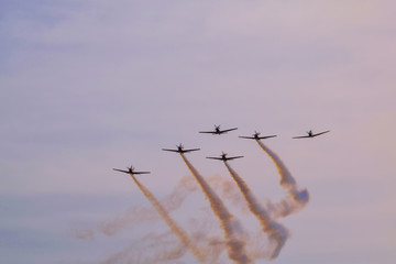 acrobatic airplanes in the sky, Yogyakarta Indonesia