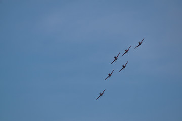 acrobatic airplanes in the sky, Yogyakarta Indonesia