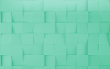 3D squares abstract background. Realistic wall of cubes. Three-dimensional render illustration.