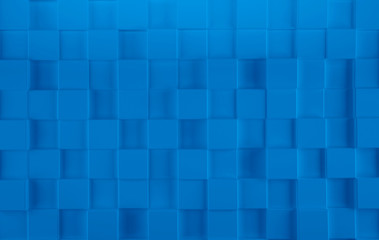 3D squares abstract background. Realistic wall of cubes. Three-dimensional render illustration.