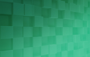 3D squares abstract background. Realistic wall of cubes. Three-dimensional render illustration.