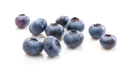 Group blueberries on white background. Isolated