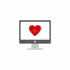 Cardiogram on the screen.  Vector design isolated on white background.