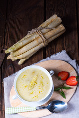 Delicious spring white asparagus soup